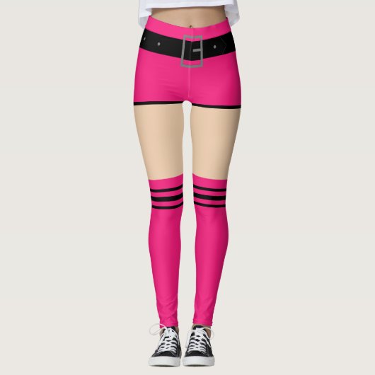 Grappige Leggings Faux Pink Shorts en Sokken Stijl (Voorkant)