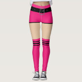 Grappige Leggings met Faux Pink Shorts en Sokken (Voorkant)
