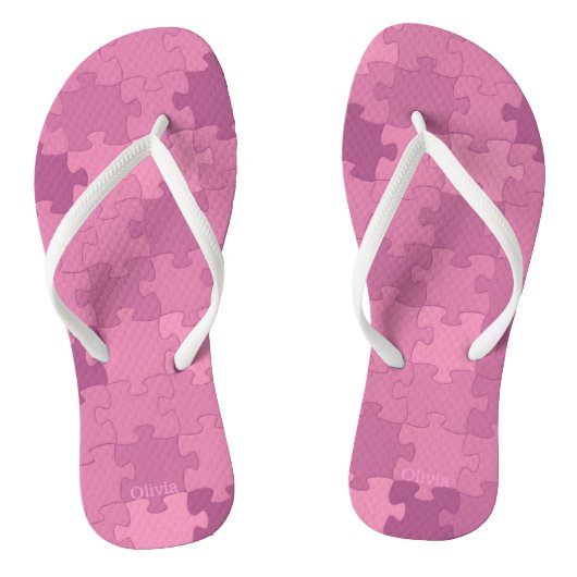 Grappige legpuzzelpatroon met naam of tekst roze teenslippers (Voetbed)