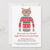 Grappige Lelijke Kerst Sweater Party Schattige Cat Kaart (Voorkant)