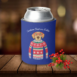 Grappige lelijke kerst trui, hond dragen bril blikjeskoeler