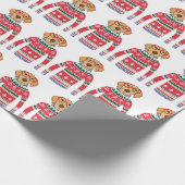 Grappige lelijke kerst trui, hond dragen bril cadeaupapier (Hoek)