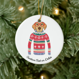 Grappige lelijke kerst trui, hond dragen bril keramisch ornament