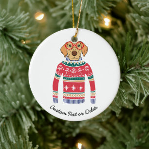 Grappige lelijke kerst trui, hond dragen bril keramisch ornament