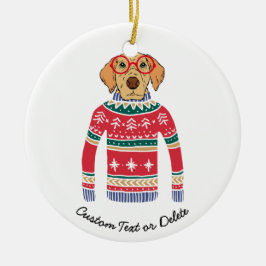 Grappige lelijke kerst trui, hond dragen bril keramisch ornament