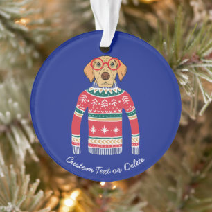 Grappige lelijke kerst trui, hond dragen bril ornament
