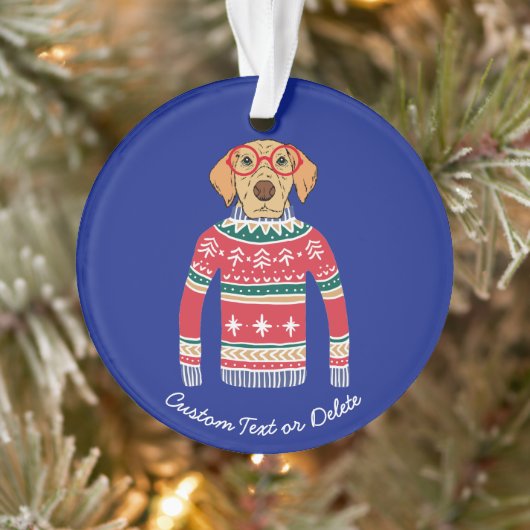 Grappige lelijke kerst trui, hond dragen bril ornament (Boom)