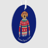 Grappige lelijke kerst trui, hond dragen bril ornament (voorkant)