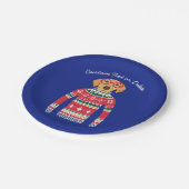 Grappige lelijke kerst trui, hond dragen bril papieren bordje (Gekanteld)