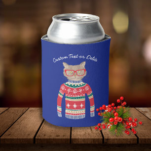 Grappige lelijke kerst trui, kat liefhebber Custom Blikjeskoeler