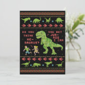 Grappige lelijke kerst trui Party T Rex dinosaurus Kaart (Staand voorkant)