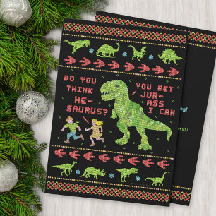 Grappige lelijke kerst trui Party T Rex dinosaurus Kaart