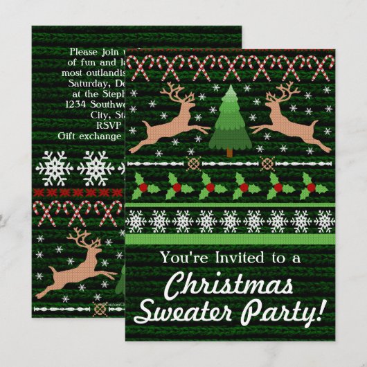 Grappige lelijke kerst trui party uitnodigingen (Voorkant / Achterkant)