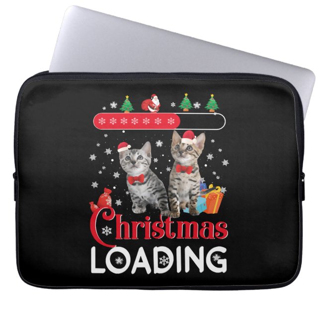 Grappige lelijke kerstkat laptop sleeve (Voorkant)
