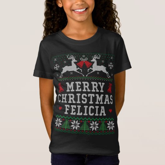 Grappige Lelijke Kerstmis Vrolijke Kerstmis Felici T-shirt (Voorkant)