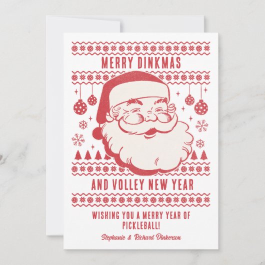 Grappige lelijke kersttrui Aangepaste Pickleball Feestdagenkaart (Voorkant)