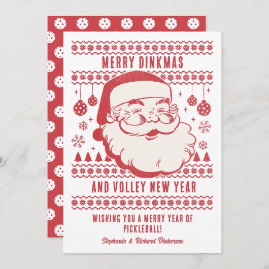 Grappige lelijke kersttrui Aangepaste Pickleball Feestdagenkaart (Voorkant / Achterkant)