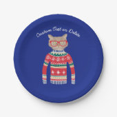 Grappige Lelijke Kersttrui, Custom Cat Lover Papieren Bordje (Voorkant)