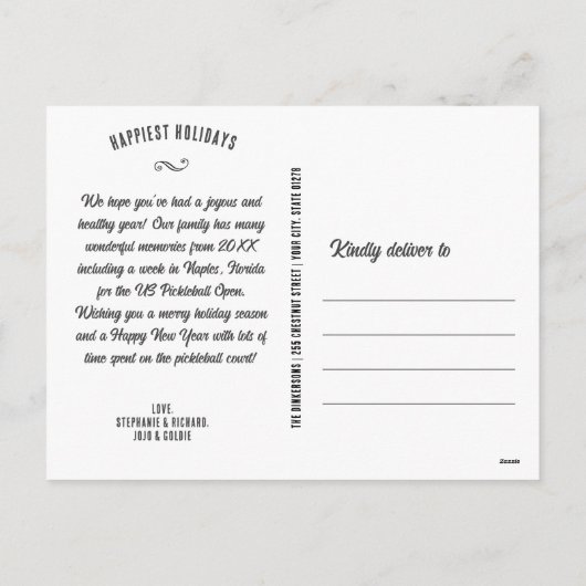 Grappige Lelijke Kersttrui Custom Pickleball Feestdagenkaart (Achterkant)