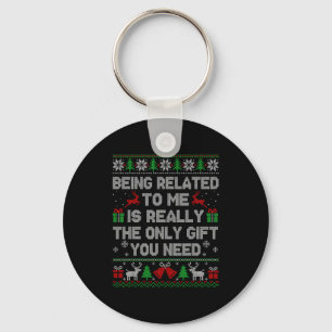 Grappige lelijke kersttrui gerelateerd aan mij sleutelhanger