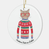 Grappige Lelijke Kersttrui, Schattigee Kattenliefh Keramisch Ornament (Links)