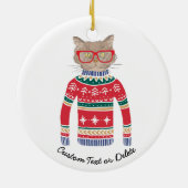 Grappige Lelijke Kersttrui, Schattigee Kattenliefh Keramisch Ornament (Achterkant)