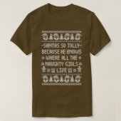 Grappige lelijke kersttrui stoute meisjes Jolly S T-shirt (Design voorkant)