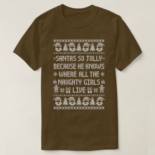 Grappige lelijke kersttrui stoute meisjes Jolly S T-shirt (Design voorkant)