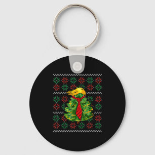 Grappige lelijke kersttrui Xmas Boom Trump Haar Sleutelhanger