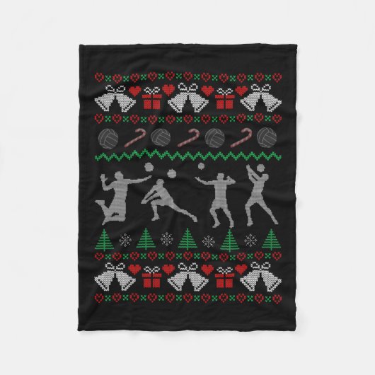 Grappige lelijke kerstvolleybal kerstsportvakantie fleece deken (Voorkant)