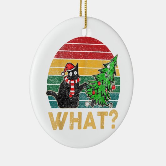 Grappige Lelijke Sweater Kerst Shirt Naughty Cat S Keramisch Ornament (Rechts)