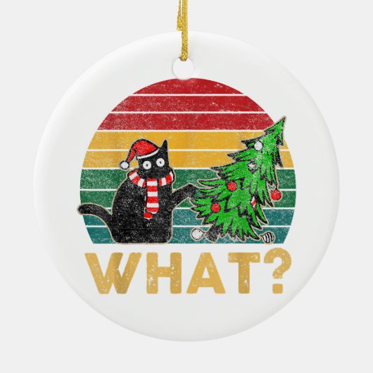 Grappige Lelijke Sweater Kerst Shirt Naughty Cat S Keramisch Ornament (Achterkant)