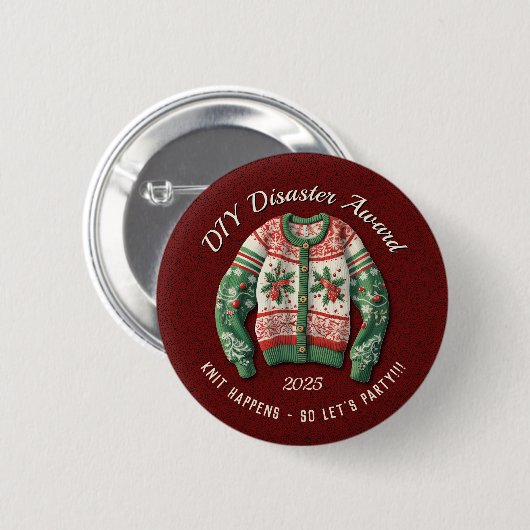 Grappige lelijke trui award partij ronde button 5,7 cm (Voorkant /achterkant)