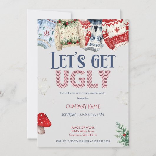 Grappige lelijke trui Corporate Christmas Party Kaart (Voorkant)