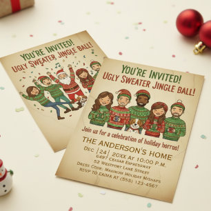 Grappige lelijke trui Jingle Ball Retro Kerstmis Kaart