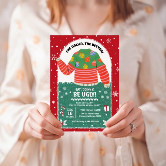 Grappige lelijke trui kerstfeest kaart