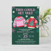 Grappige lelijke trui kerstfeest & sneeuwvlokken kaart (Staand voorkant)