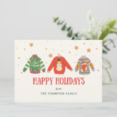 Grappige lelijke trui kerstkaart (Staand voorkant)