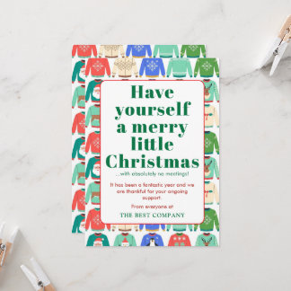 Grappige lelijke trui zakelijke kerstkaart kaart