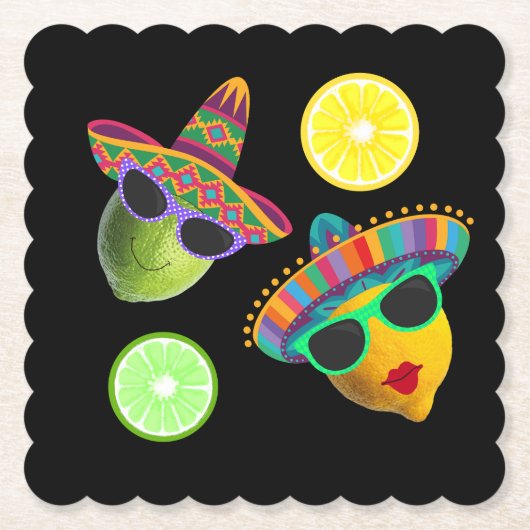 Grappige Lemon Lime Feest Fiesta Kartonnen Onderzetters (Voorkant)