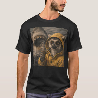 Grappige Lemur die Pijp Rookt Haai Aanval Meme T-shirt