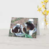 Grappige Lemur verjaardag Kaart (Gele Bloem)