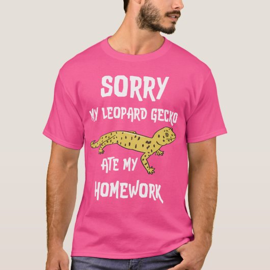 Grappige Leopard Gecko at mijn huiswerk T-shirt (Voorkant)