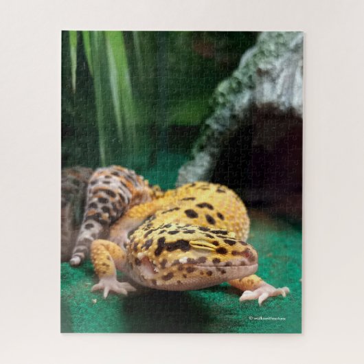 Grappige Leopard Gecko Glimlacht voor de Paparazzi Legpuzzel (Verticaal)