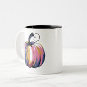 Grappige Leopard Pompoen Halloween Herfst Tweekleurige Koffiemok (Voorkant links)