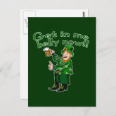Grappige Leprechaun en Beer Tshirt voor St. Pat's Briefkaart (Voorkant / Achterkant)