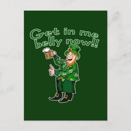 Grappige Leprechaun en Beer Tshirt voor St. Pat's Briefkaart (Voorkant)
