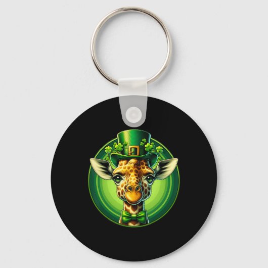Grappige Leprechaun Giraffe St. Patrick's Dag Kind Sleutelhanger (Voorkant)