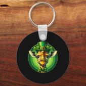 Grappige Leprechaun Giraffe St. Patrick's Dag Kind Sleutelhanger (Voorkant)