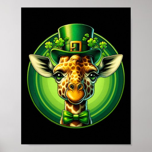 Grappige Leprechaun Giraffe St Patricks Dag Kinder Poster (Voorkant)